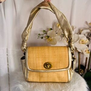 Coach like new Elegant Gold and Tan Women's Bag- perfect shoulder mini bag